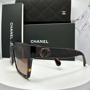 New CHANEL Sunglasses Brown Butterfly Gold Polarized Brown Lens